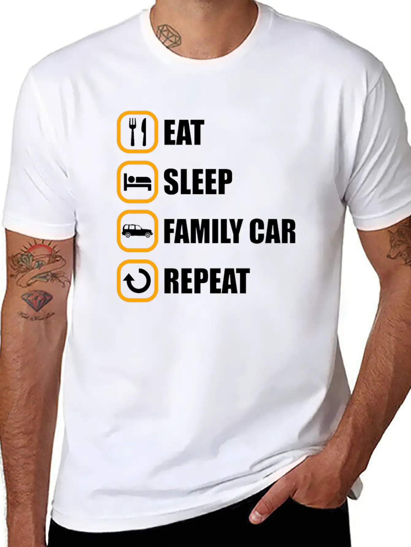 Familienauto Eat Sleep Repeat Comfortable Minimalist Graphic Tee – Summer Style Essential