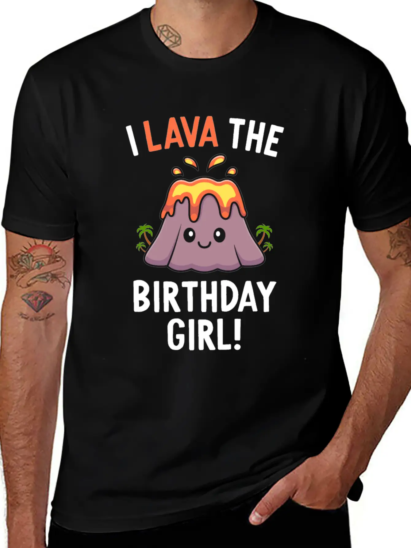 Family Volcano Birthday Party Lava Birthday Girl Stylish Everyday T-Shirt – Unisex Basic Cotton Tee
