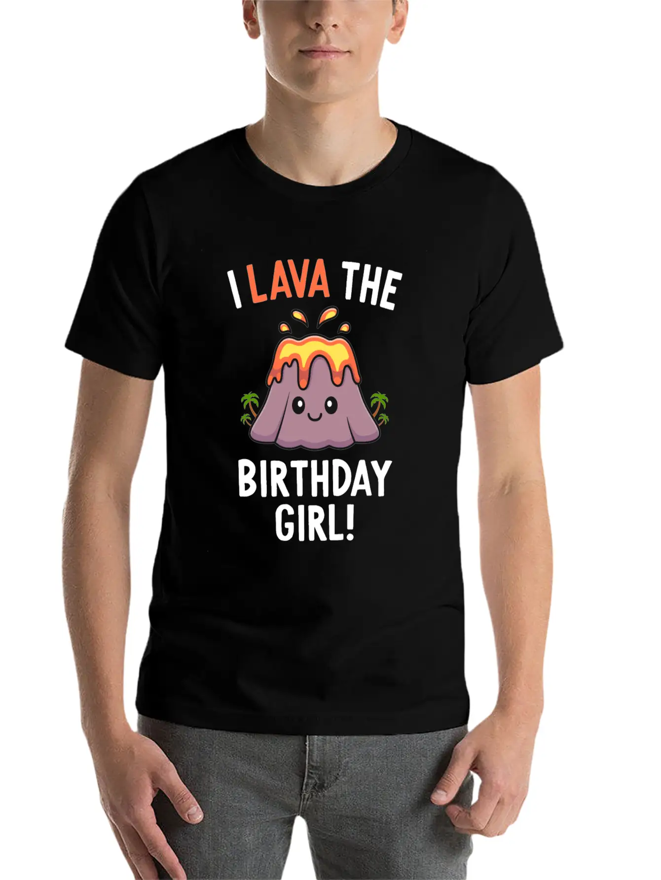 Family Volcano Birthday Party Lava Birthday Girl Stylish Everyday T-Shirt – Unisex Basic Cotton Tee