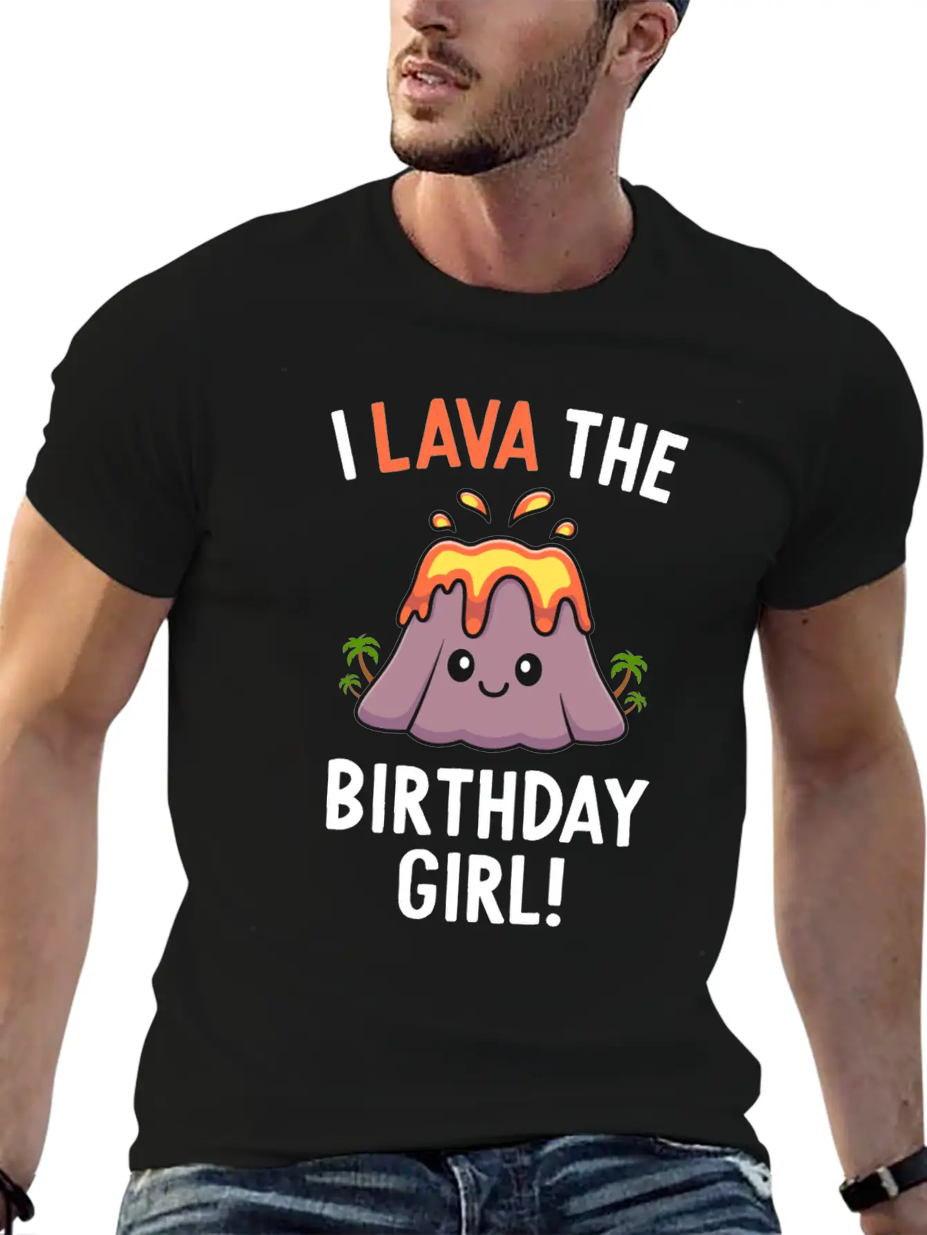 Family Volcano Birthday Party Lava Birthday Girl Stylish Everyday T-Shirt – Unisex Basic Cotton Tee