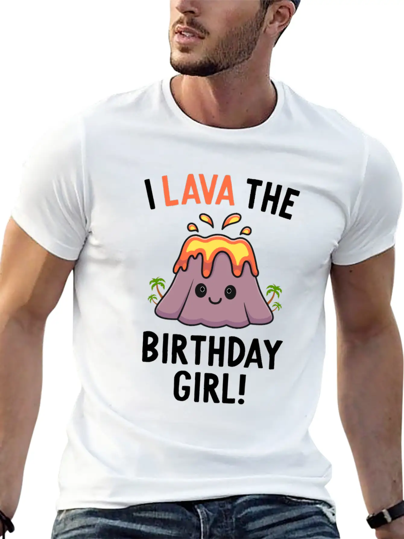 Family Volcano Birthday Party Lava Birthday Girl Stylish Everyday T-Shirt – Unisex Basic Cotton Tee
