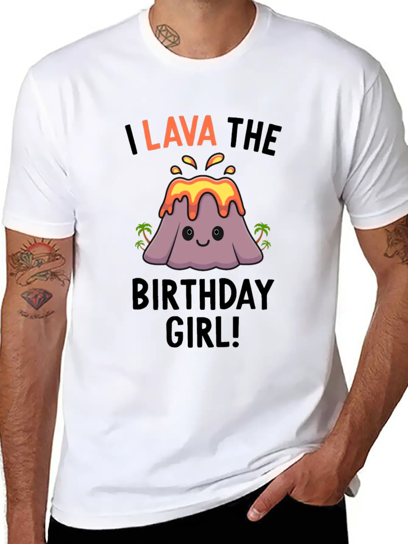 Family Volcano Birthday Party Lava Birthday Girl Stylish Everyday T-Shirt – Unisex Basic Cotton Tee