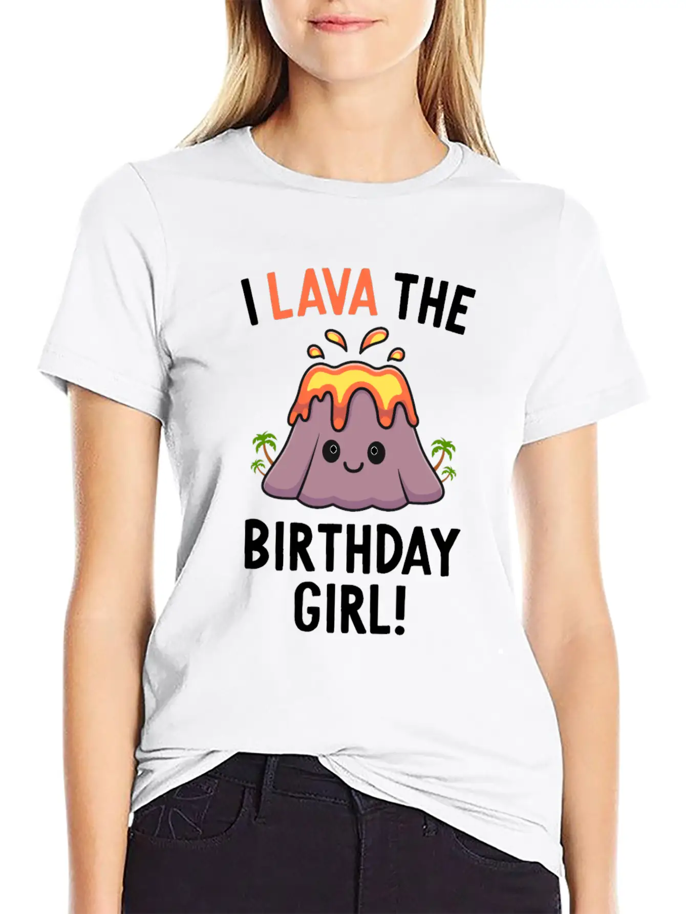 Family Volcano Birthday Party Lava Birthday Girl Stylish Everyday T-Shirt – Unisex Basic Cotton Tee