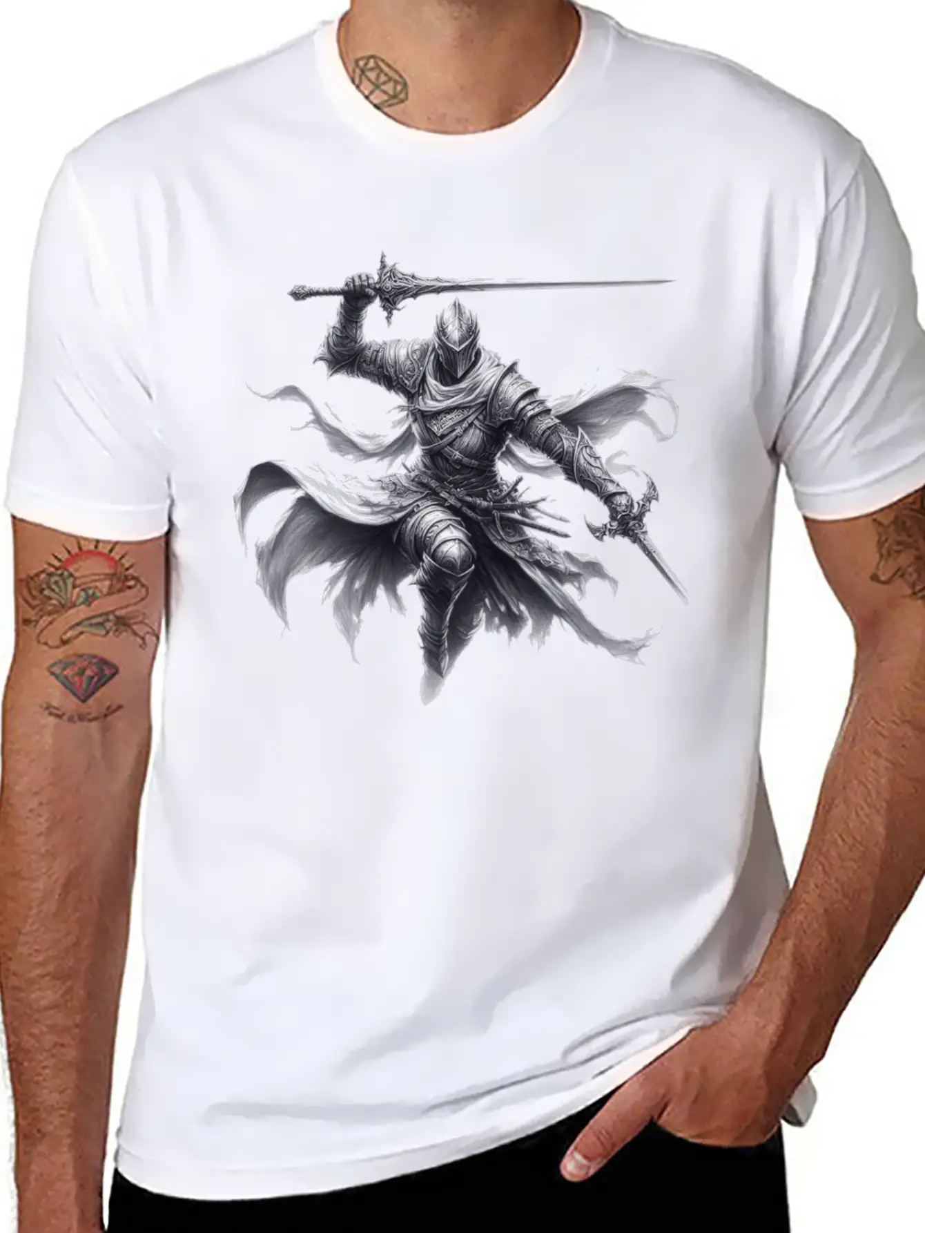 Fantasy Drawing Of A Warrior Art 3 Timeless Short Sleeve Tee – Comfy And Minimalist Design