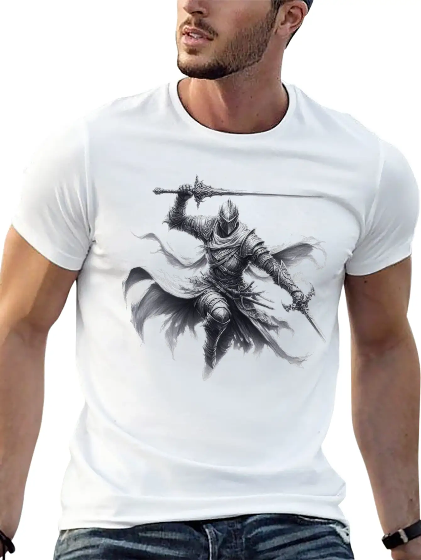 Fantasy Drawing Of A Warrior Art 3 Timeless Short Sleeve Tee – Comfy And Minimalist Design