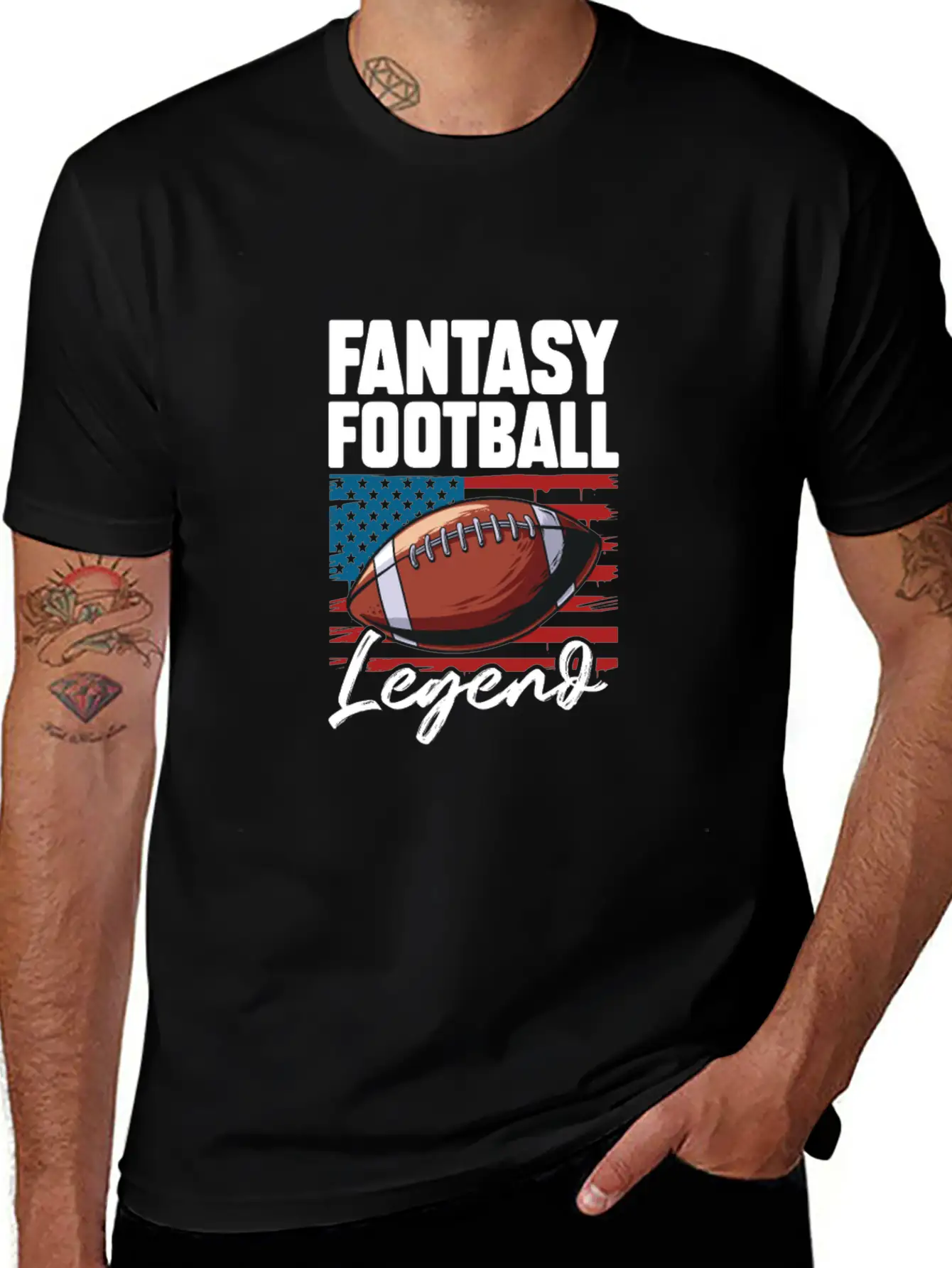 Fantasy Football Legend USA Flag Unisex Short Sleeve Soft Cotton T-Shirt – Casual Everyday Wear