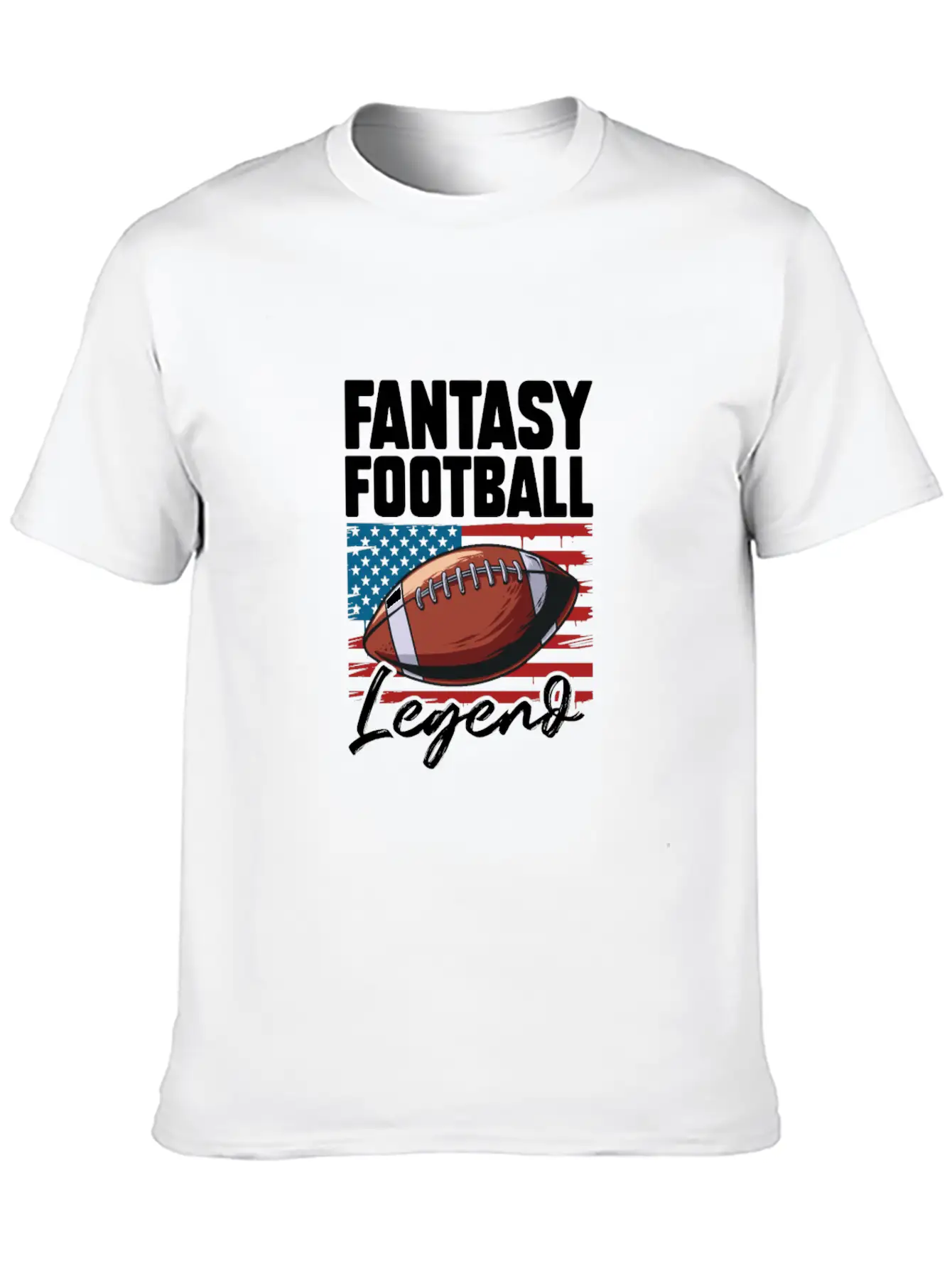 Fantasy Football Legend USA Flag Unisex Short Sleeve Soft Cotton T-Shirt – Casual Everyday Wear