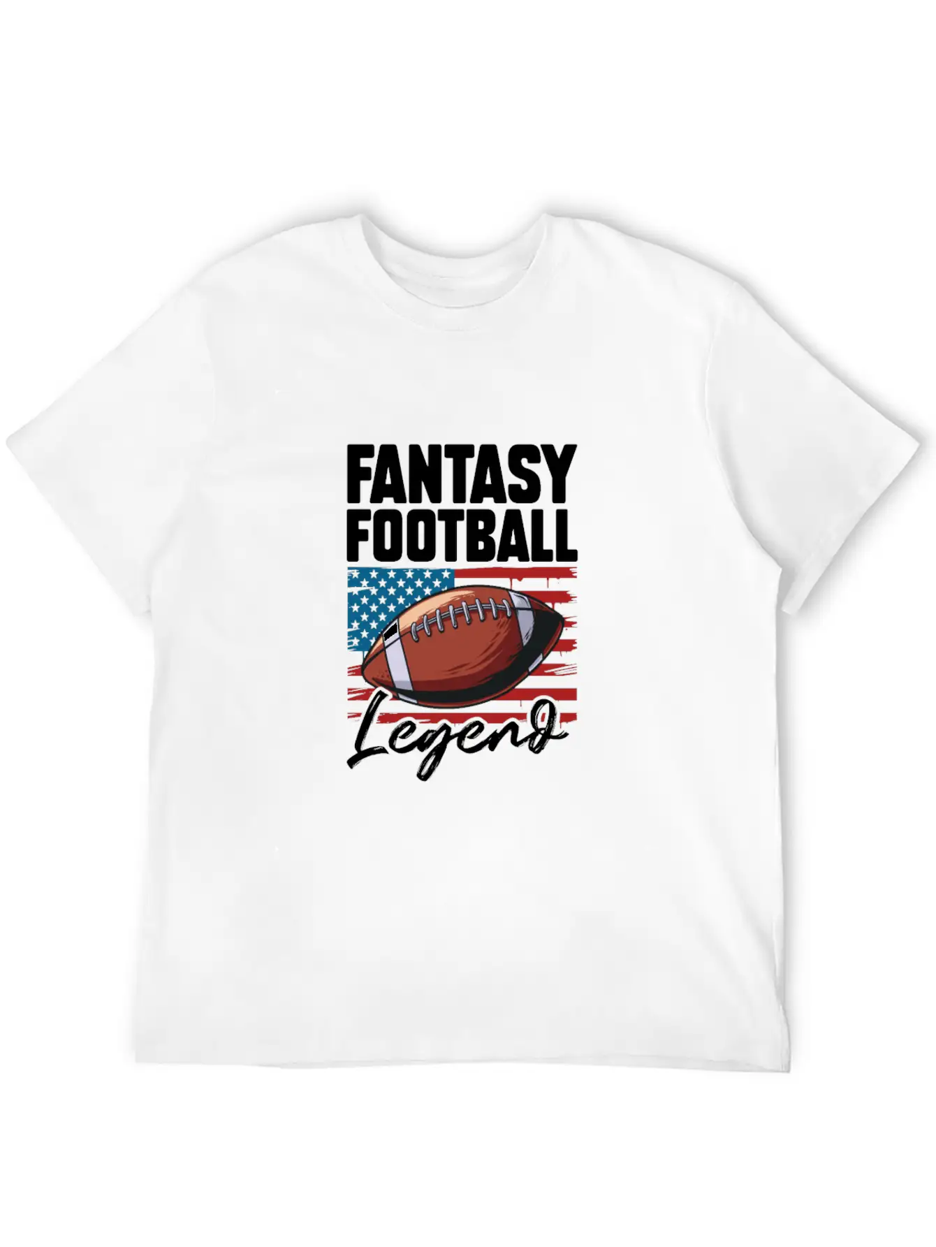 Fantasy Football Legend USA Flag Unisex Short Sleeve Soft Cotton T-Shirt – Casual Everyday Wear
