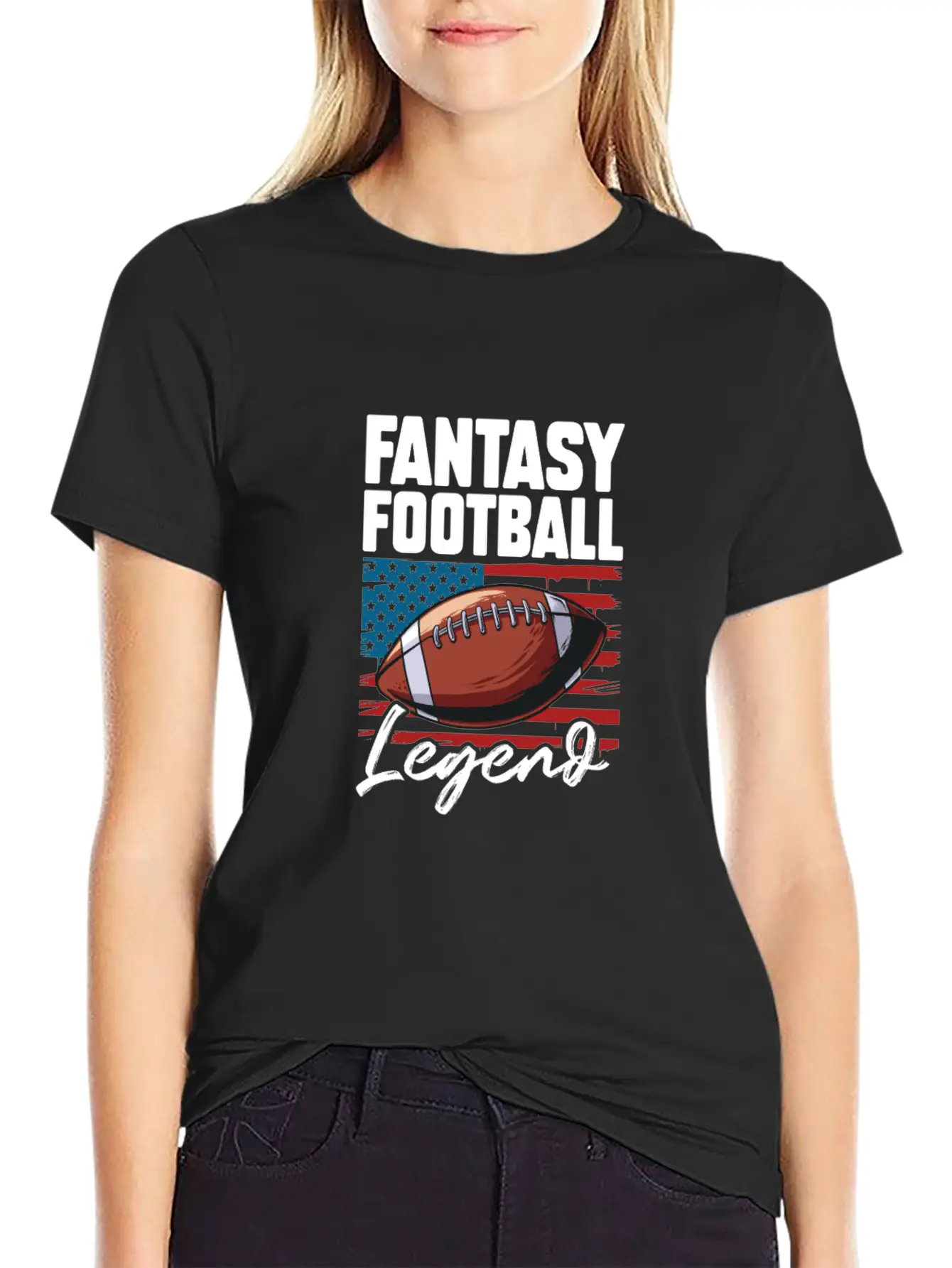 Fantasy Football Legend USA Flag Unisex Short Sleeve Soft Cotton T-Shirt – Casual Everyday Wear