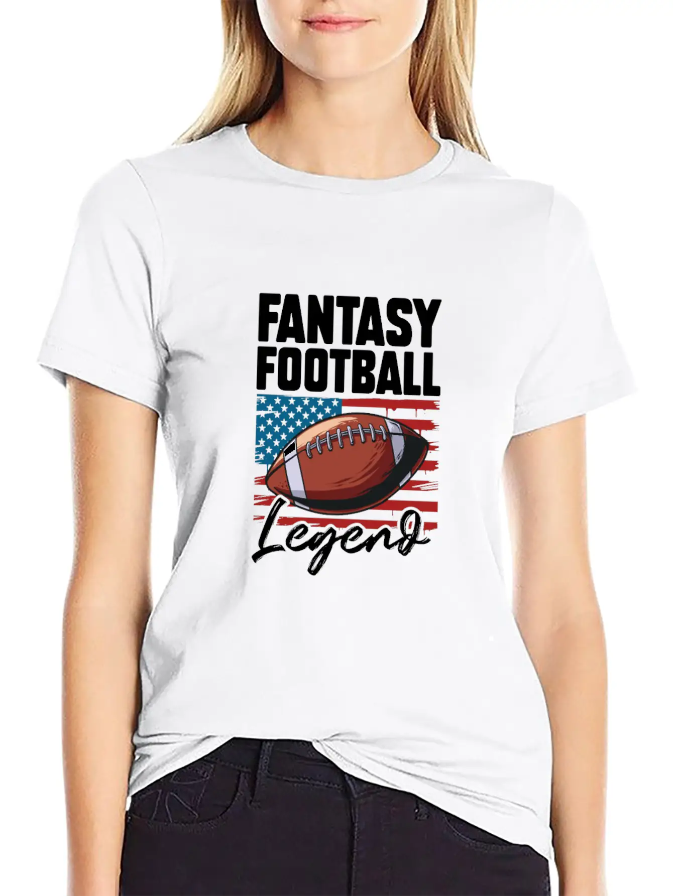Fantasy Football Legend USA Flag Unisex Short Sleeve Soft Cotton T-Shirt – Casual Everyday Wear