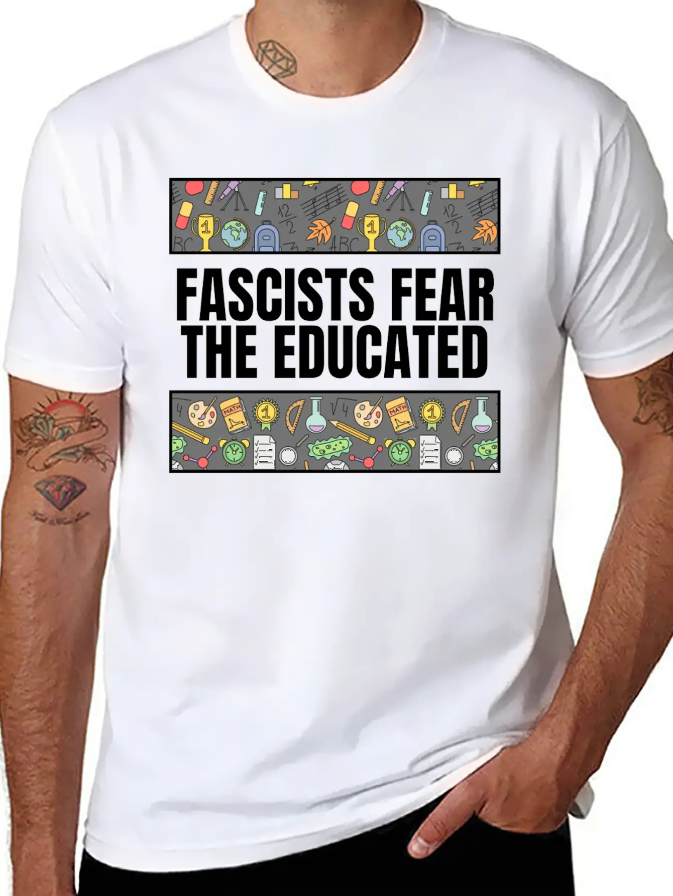 FASCISTS FEAR THE EDUCATED Basic Graphic T-Shirt – Daily Comfort In Soft Cotton