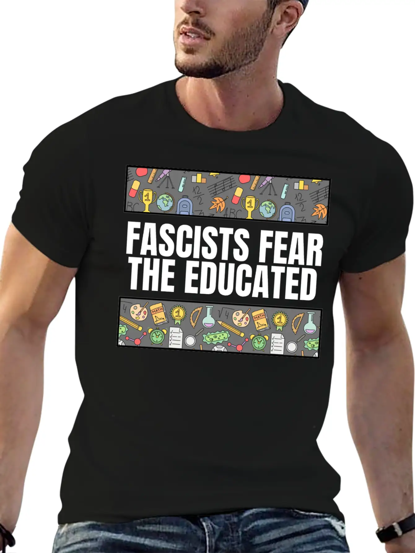 FASCISTS FEAR THE EDUCATED Basic Graphic T-Shirt – Daily Comfort In Soft Cotton