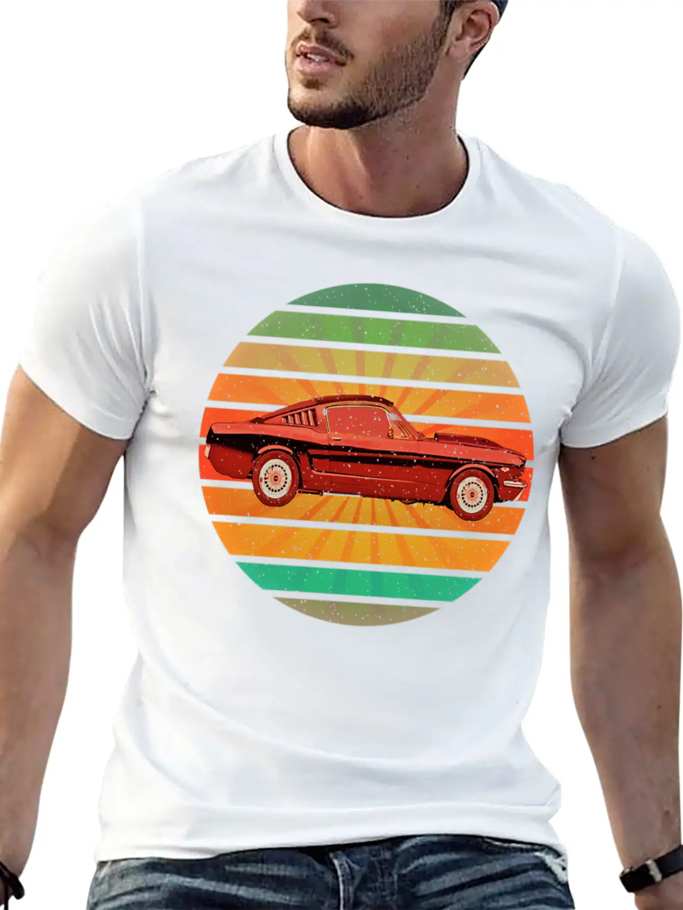 Fastest Car In The World In Summer Retro Sunset Unisex Short Sleeve Soft Cotton T-Shirt – Casual Everyday Wear