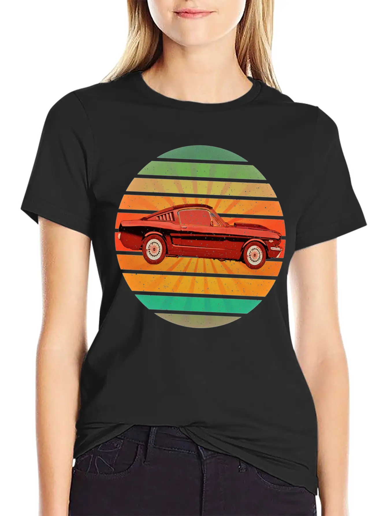 Fastest Car In The World In Summer Retro Sunset Unisex Short Sleeve Soft Cotton T-Shirt – Casual Everyday Wear