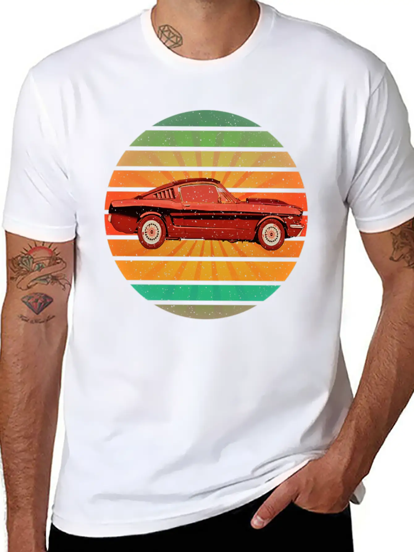 Fastest Car In The World In Summer Retro Sunset Unisex Short Sleeve Soft Cotton T-Shirt – Casual Everyday Wear