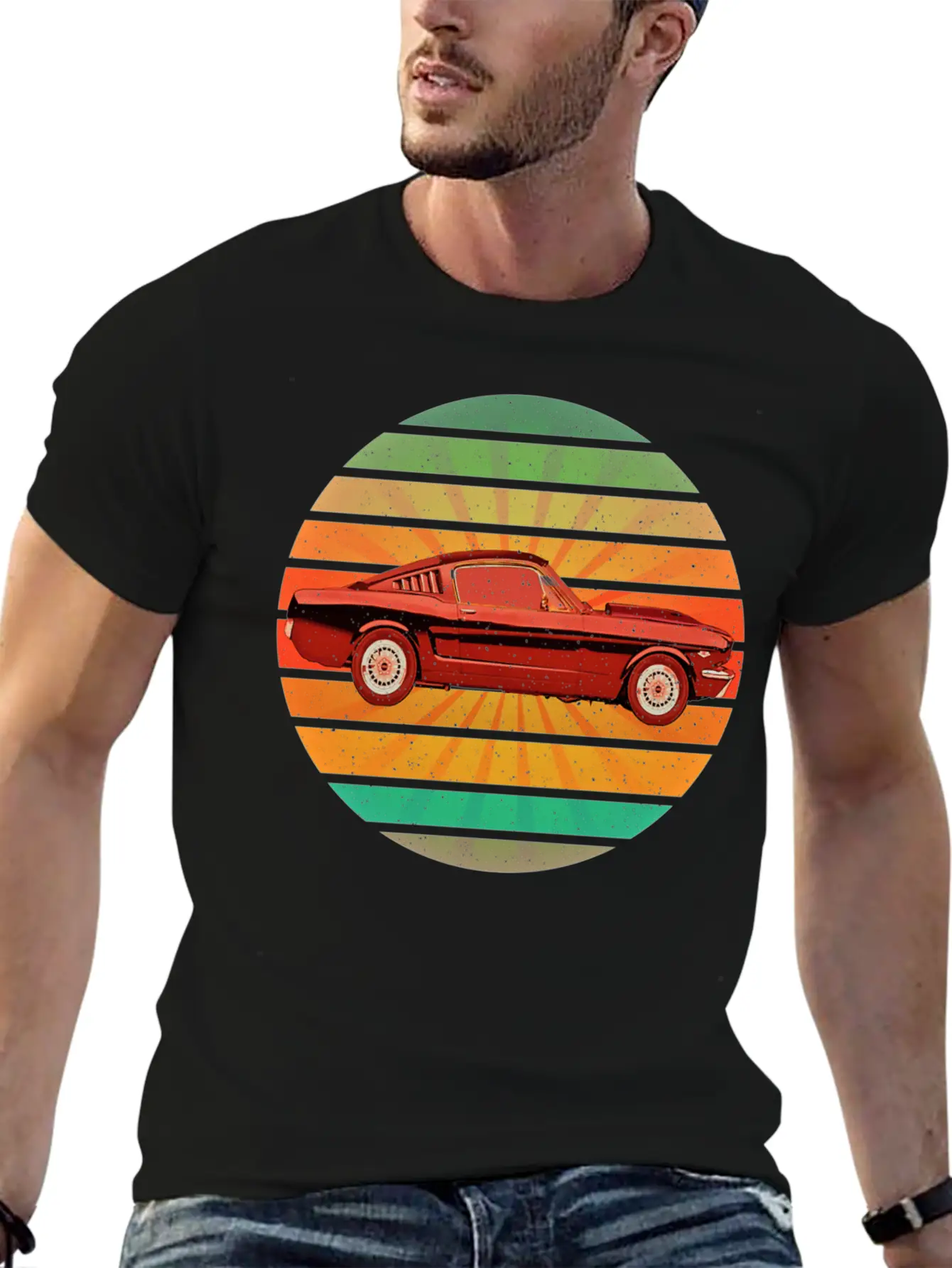 Fastest Car In The World In Summer Retro Sunset Unisex Short Sleeve Soft Cotton T-Shirt – Casual Everyday Wear