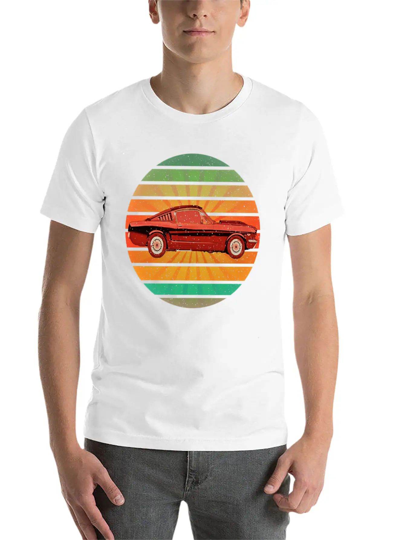 Fastest Car In The World In Summer Retro Sunset Unisex Short Sleeve Soft Cotton T-Shirt – Casual Everyday Wear