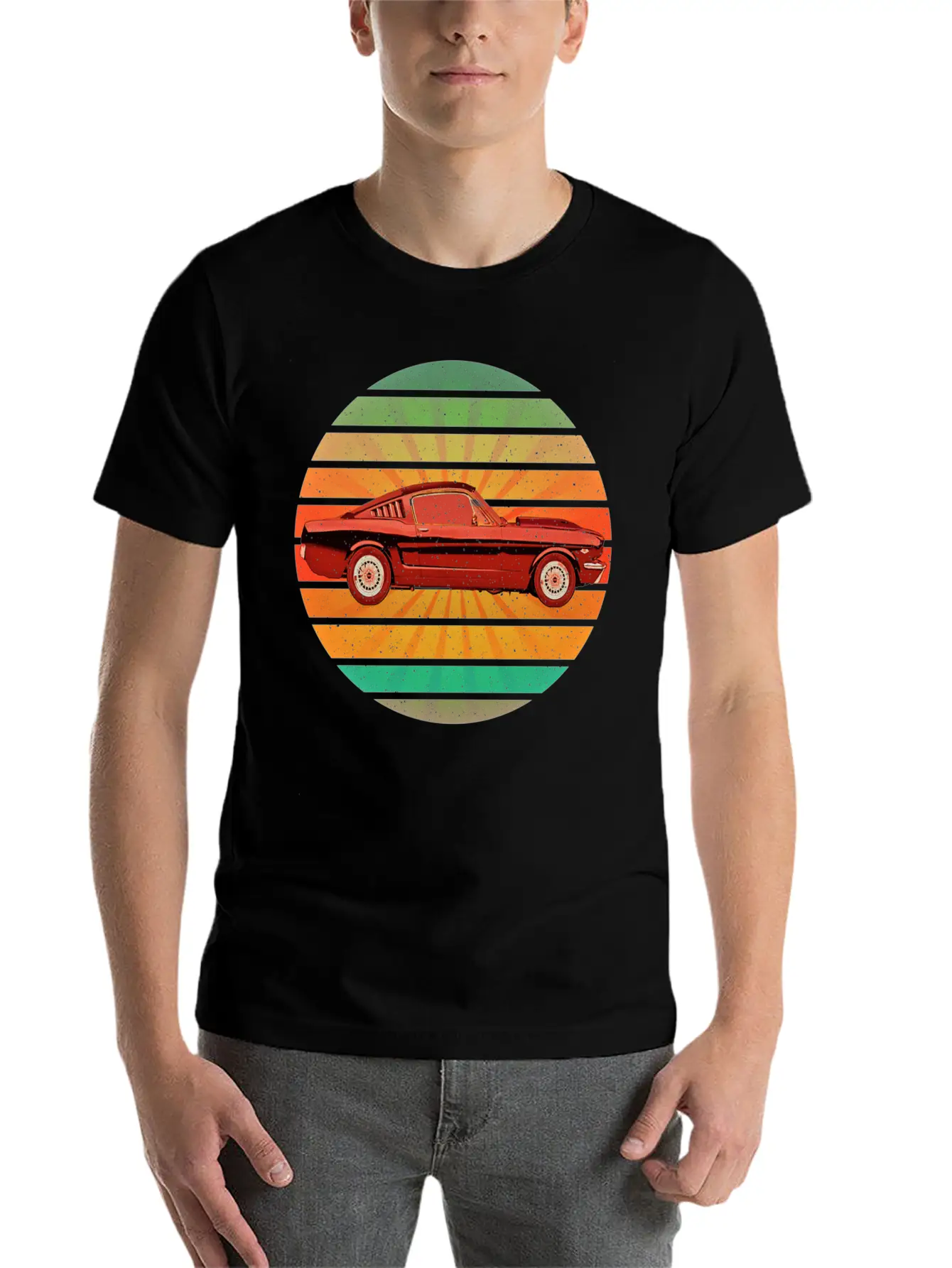 Fastest Car In The World In Summer Retro Sunset Unisex Short Sleeve Soft Cotton T-Shirt – Casual Everyday Wear