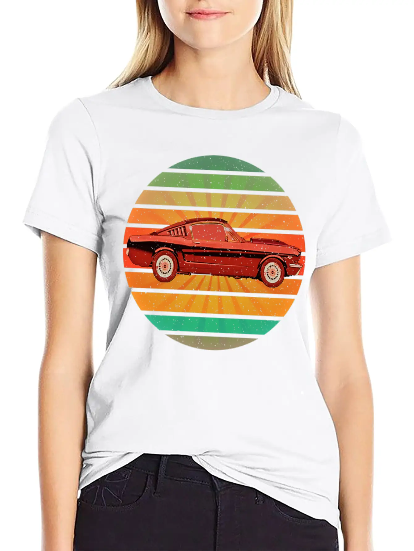 Fastest Car In The World In Summer Retro Sunset Unisex Short Sleeve Soft Cotton T-Shirt – Casual Everyday Wear