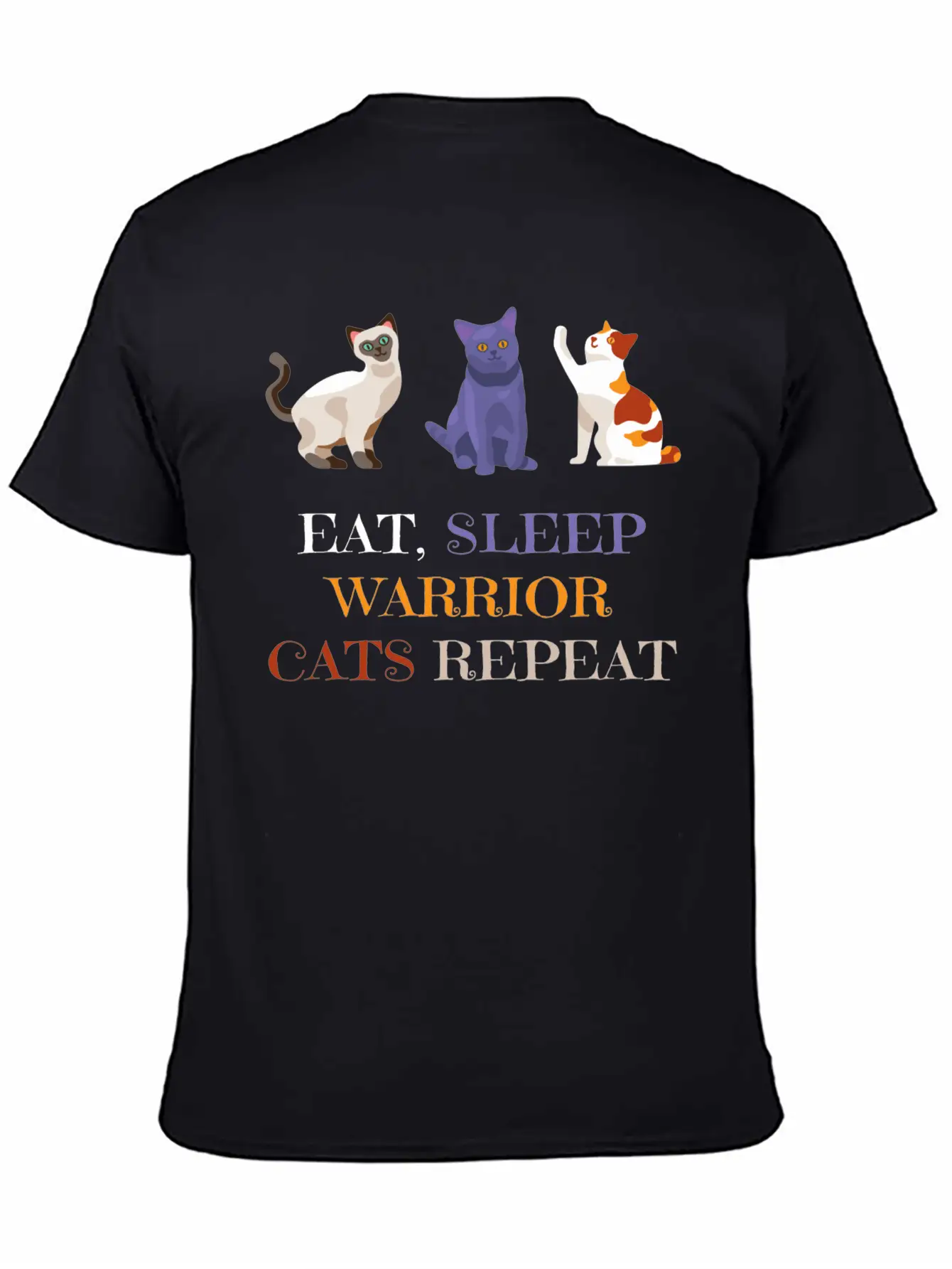 Fat Sleep Warrior Cats Repeat Basic Graphic T-Shirt – Daily Comfort In Soft Cotton