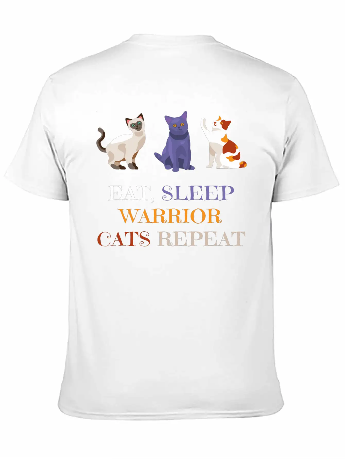 Fat Sleep Warrior Cats Repeat Basic Graphic T-Shirt – Daily Comfort In Soft Cotton