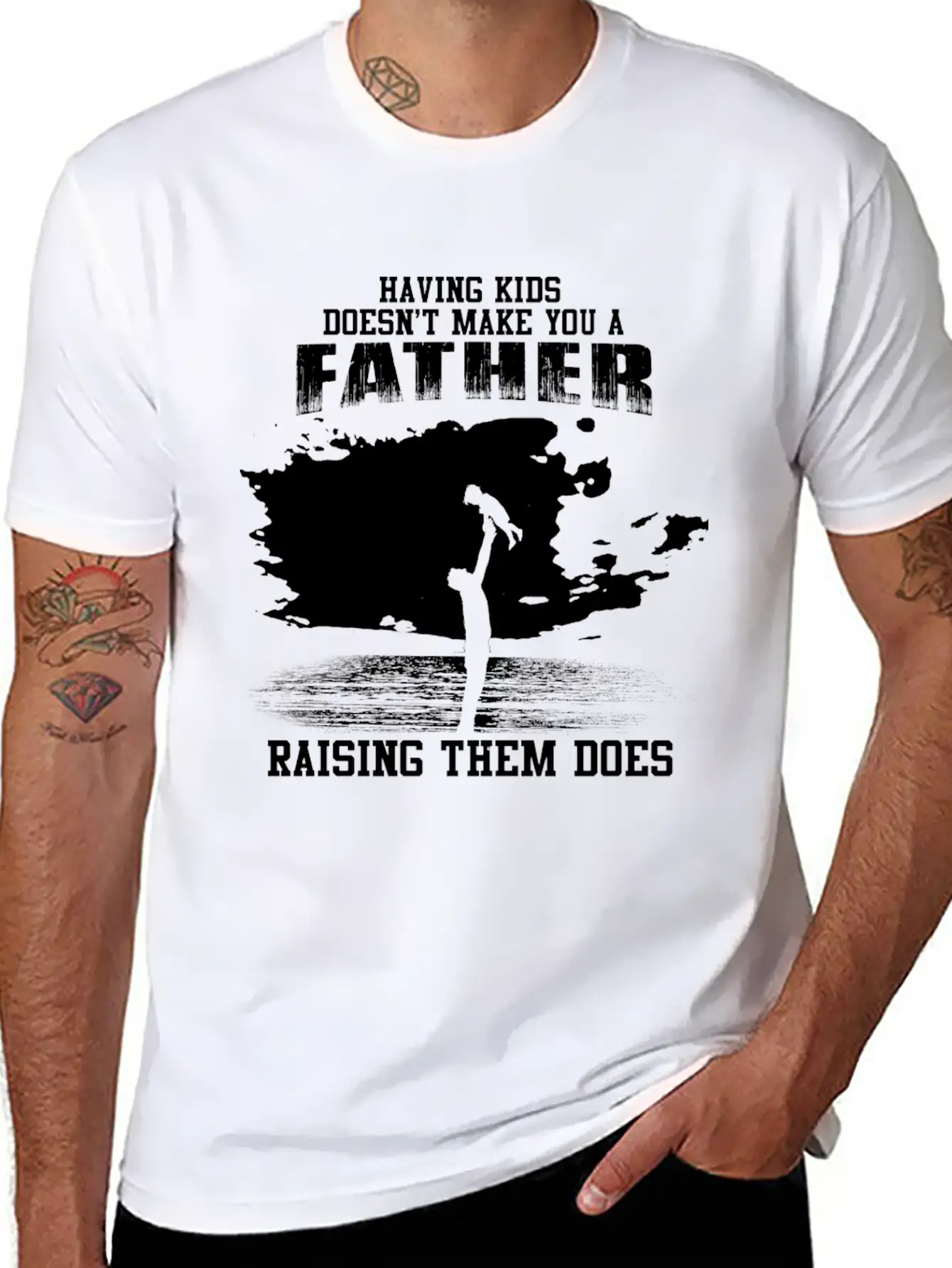 Fathers Day - Raising Kids Makes You A Father Unisex Short Sleeve Soft Cotton T-Shirt – Casual Everyday Wear