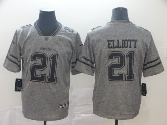 Men's Dallas Cowboys Ezekiel Elliott #21 Gray Alternate Game Jerseys