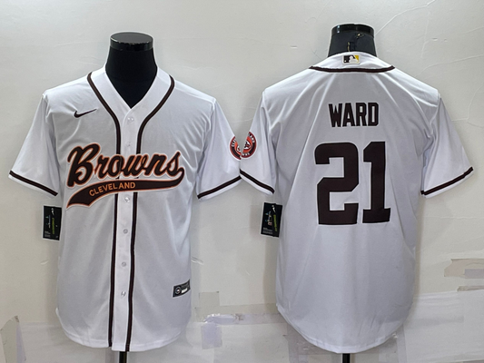 Men's Cleveland Browns Denzel Ward #21 White Game Jerseys Joint Edition