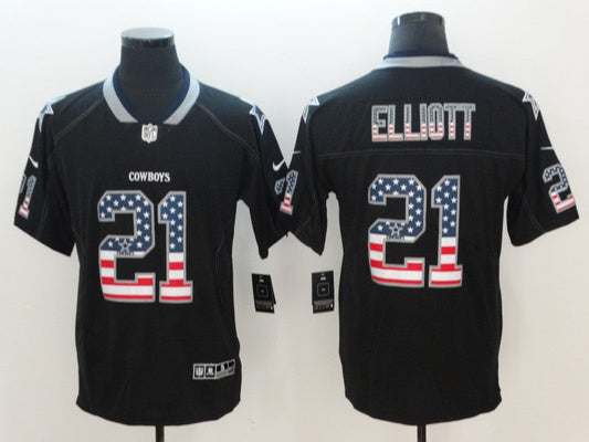 Men's Dallas Cowboys Ezekiel Elliott #21 Black Authentic Game Jerseys