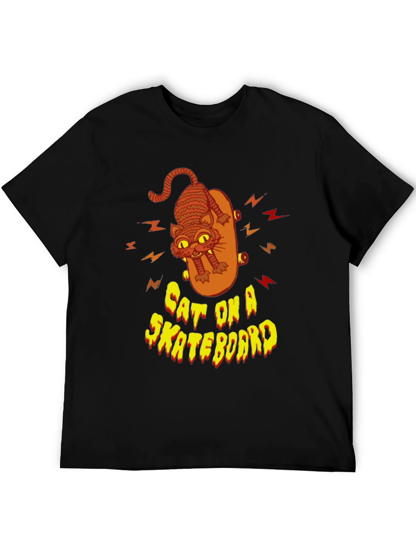 Cat on a Skateboard Graphic T-Shirt