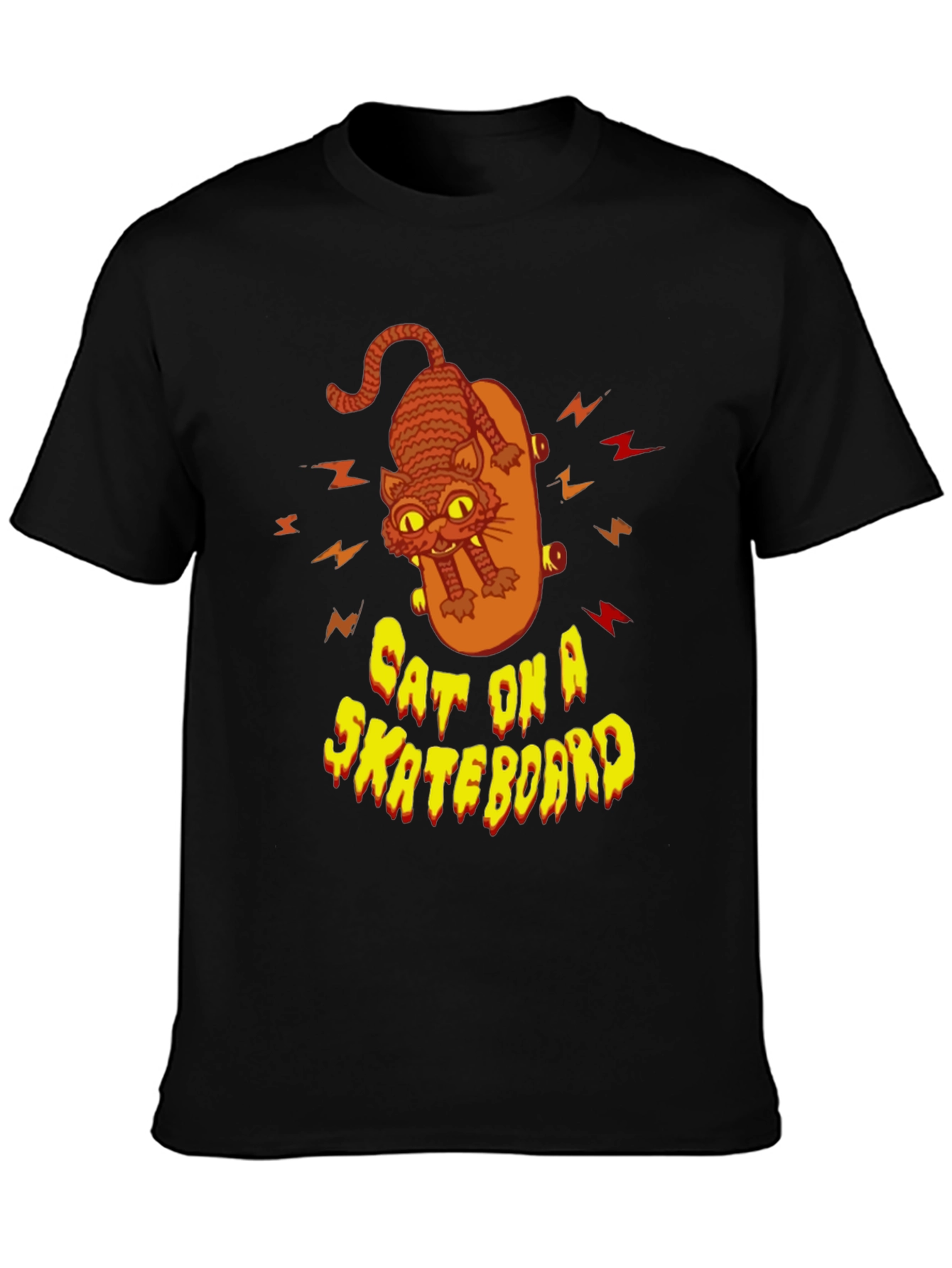 Cat on a Skateboard Graphic T-Shirt
