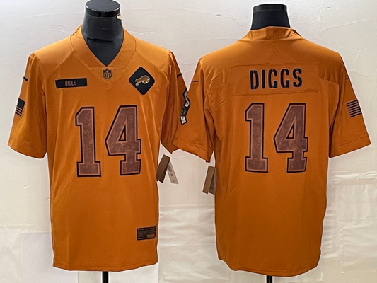 Men's Buffalo Bills Stefon Diggs #14 Brown 2023 Salute To Service Retired Player Limited Jerseys