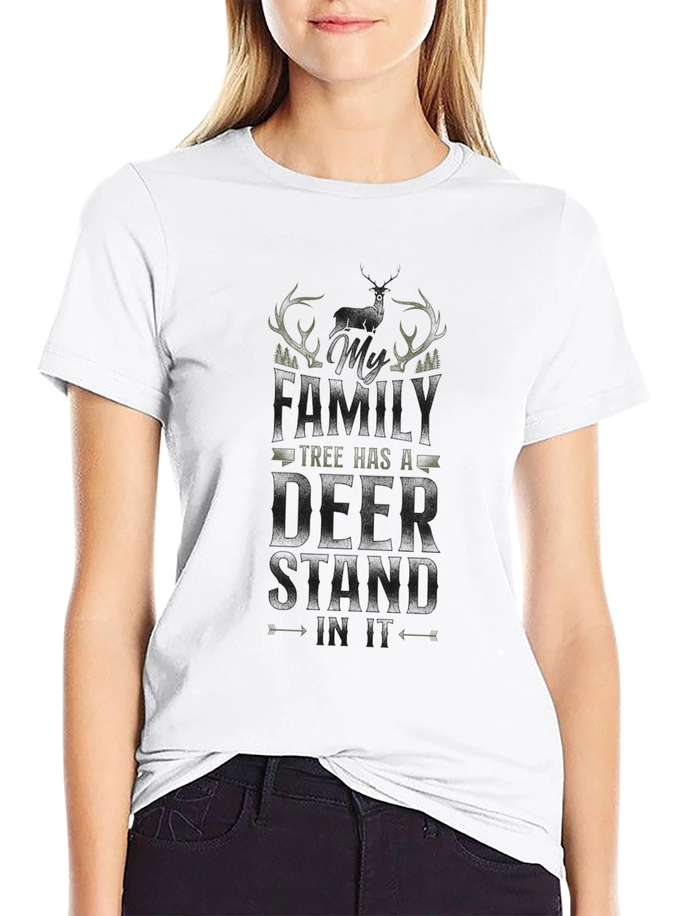 Family Tree Deer Hunting T-Shirt - Black