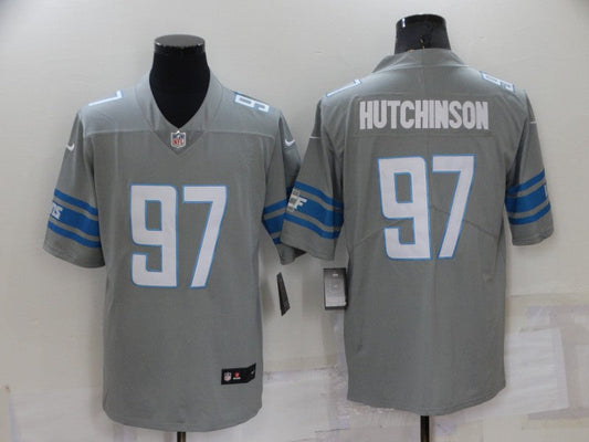 Men's Detroit Lions Aidan Hutchinson #97 Gray Game Jerseys