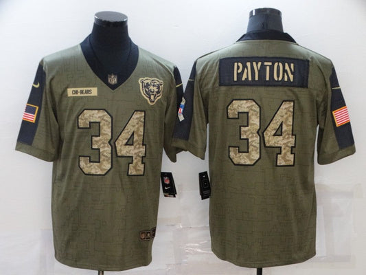 Men's Chicago Bears Walter Payton #34 Brown Player Game Jerseys