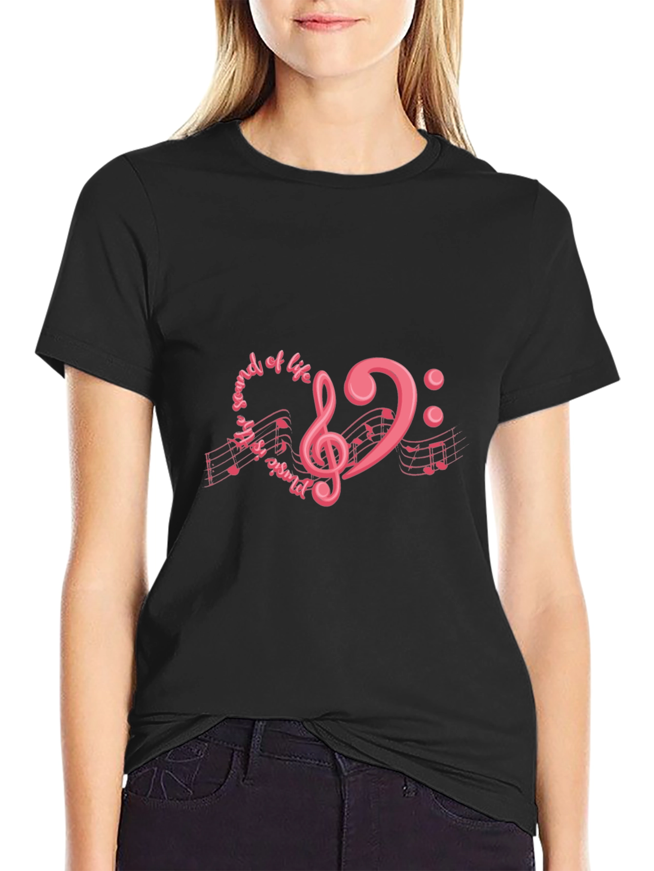 Music is the Sound of Life Black T-Shirt