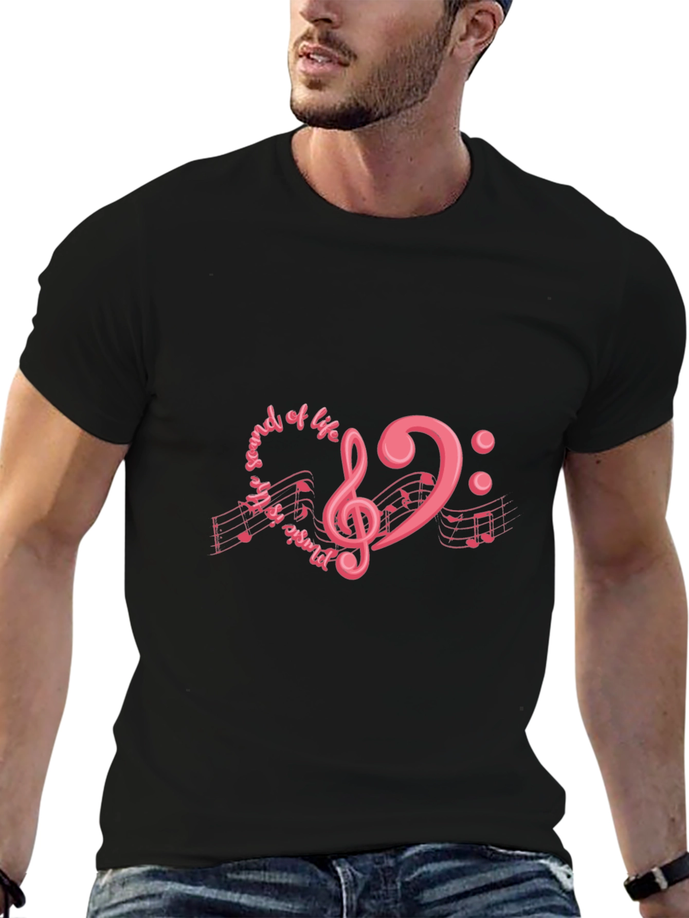 Music is the Sound of Life Black T-Shirt