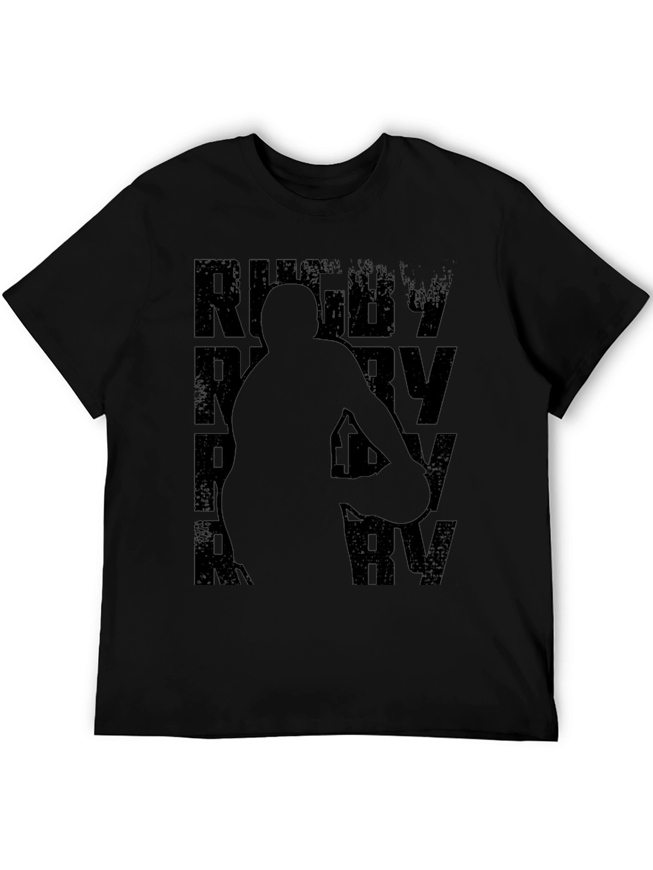 Rugby Silhouette Graphic Tee - Black Cotton Blend