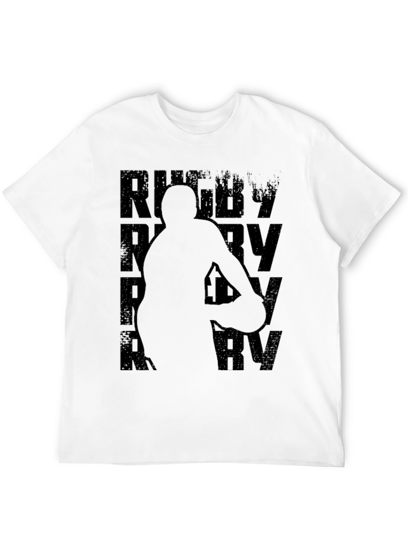 Rugby Silhouette Graphic Tee - Black Cotton Blend