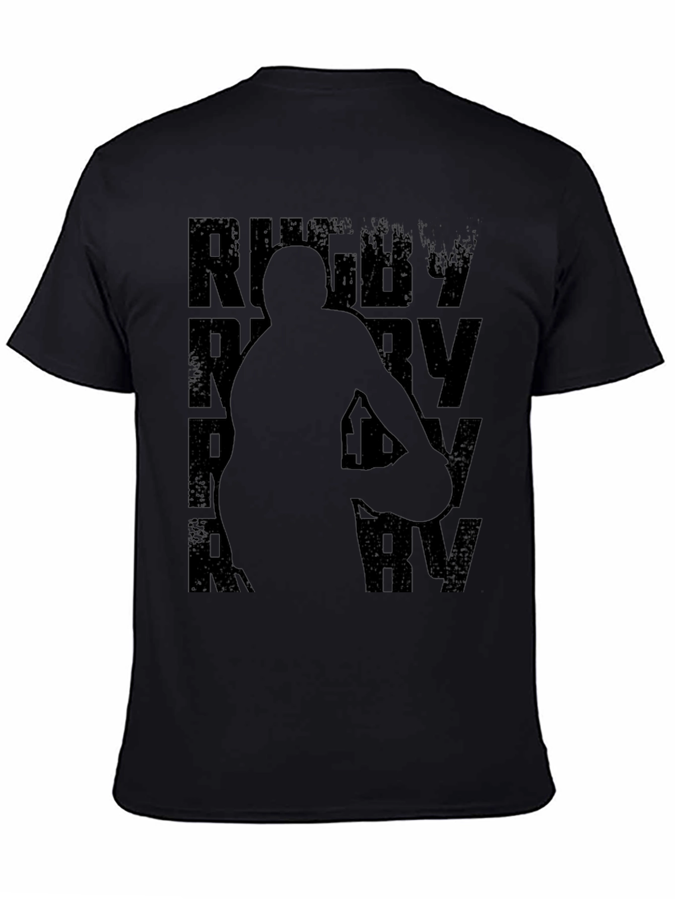 Rugby Silhouette Graphic Tee - Black Cotton Blend