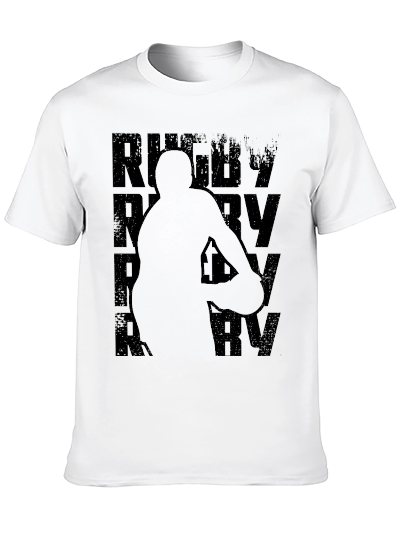 Rugby Silhouette Graphic Tee - Black Cotton Blend