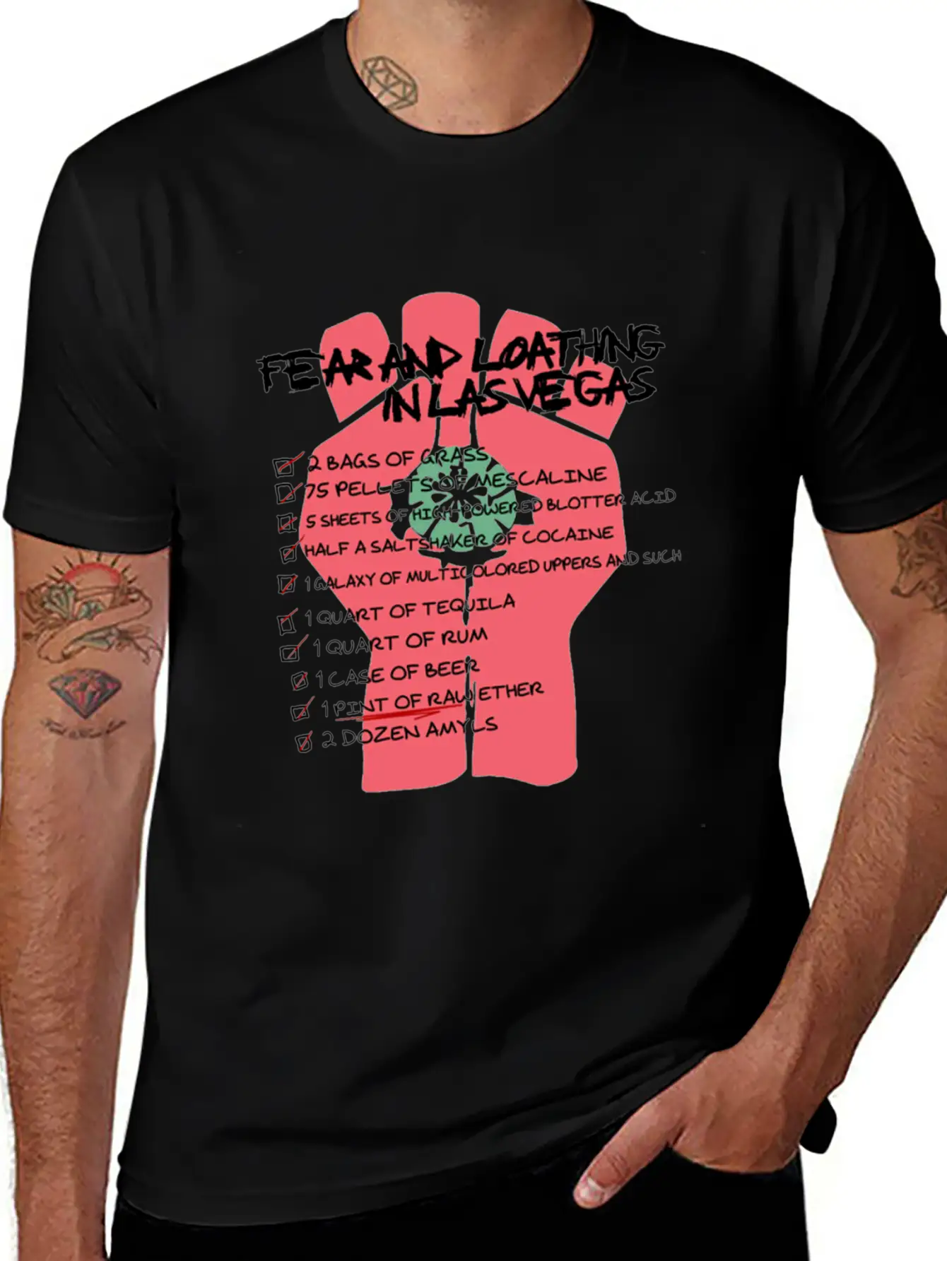 Fear And Loathing In Las Vegas Checklist Comfortable Minimalist Graphic Tee – Summer Style Essential