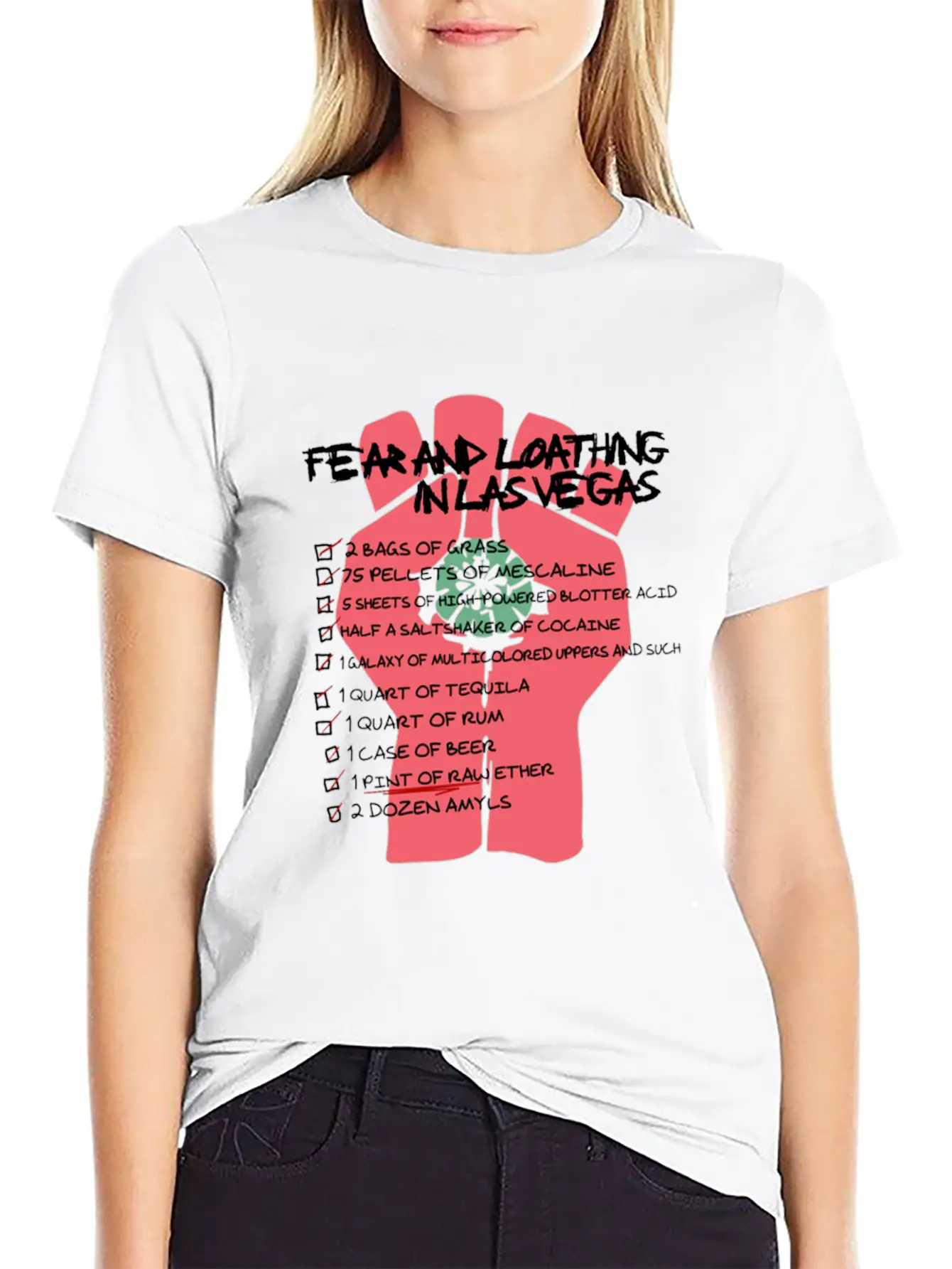 Fear And Loathing In Las Vegas Checklist Comfortable Minimalist Graphic Tee – Summer Style Essential