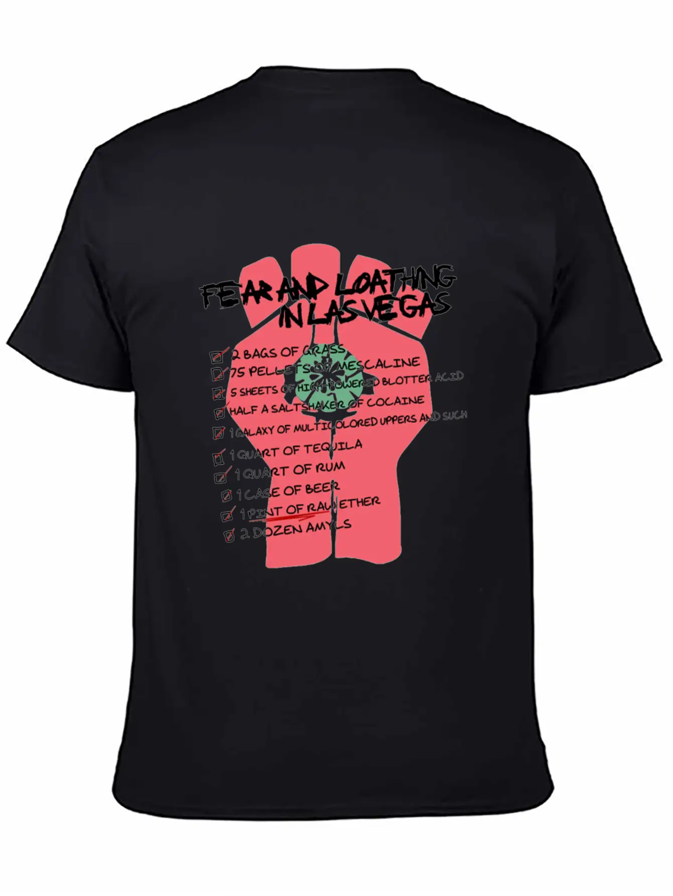 Fear And Loathing In Las Vegas Checklist Comfortable Minimalist Graphic Tee – Summer Style Essential