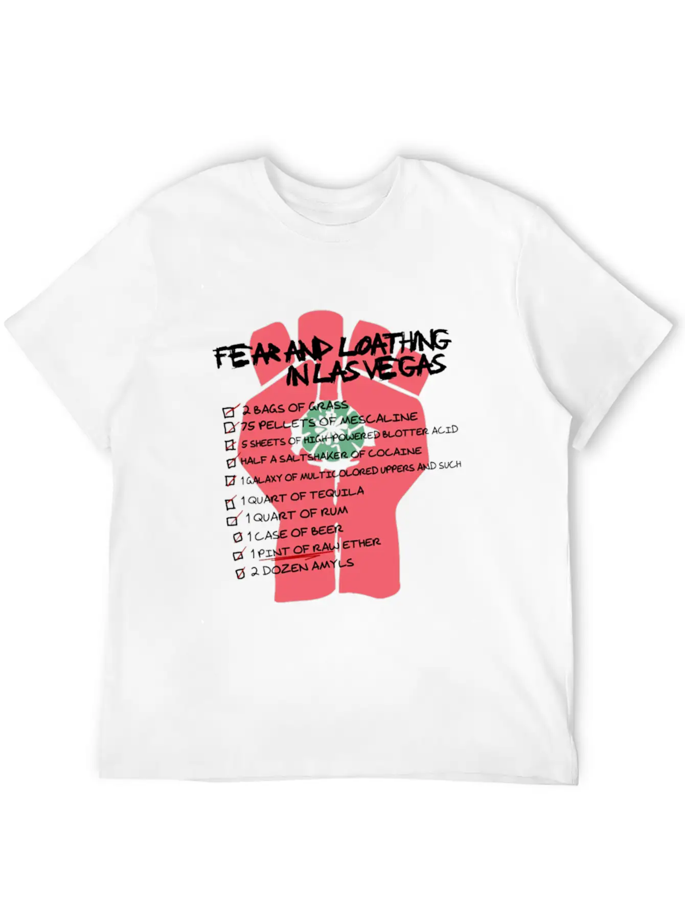 Fear And Loathing In Las Vegas Checklist Comfortable Minimalist Graphic Tee – Summer Style Essential