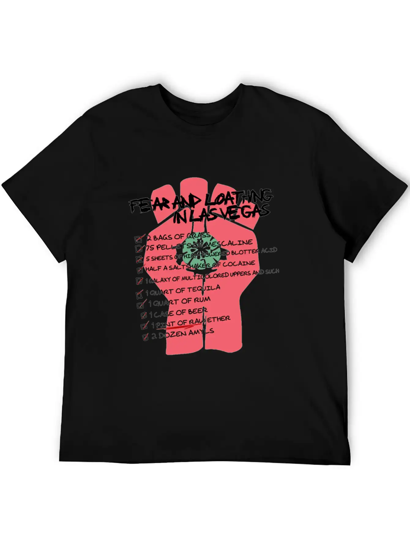 Fear And Loathing In Las Vegas Checklist Comfortable Minimalist Graphic Tee – Summer Style Essential