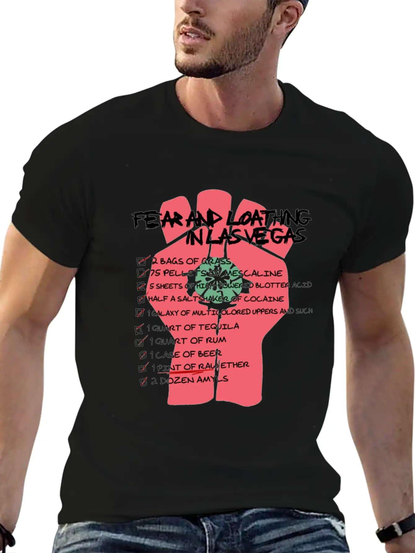 Fear And Loathing In Las Vegas Checklist Comfortable Minimalist Graphic Tee – Summer Style Essential