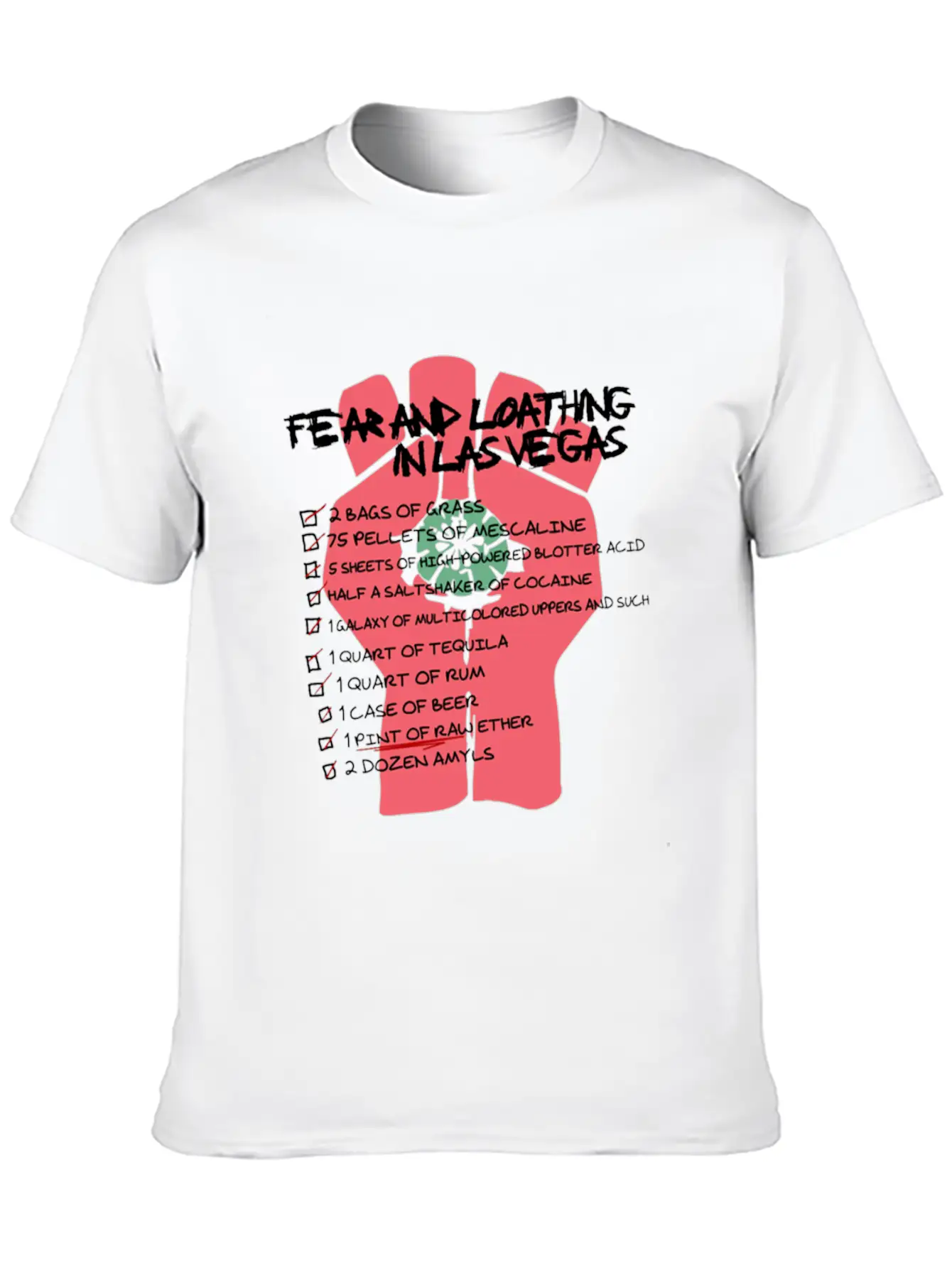 Fear And Loathing In Las Vegas Checklist Comfortable Minimalist Graphic Tee – Summer Style Essential