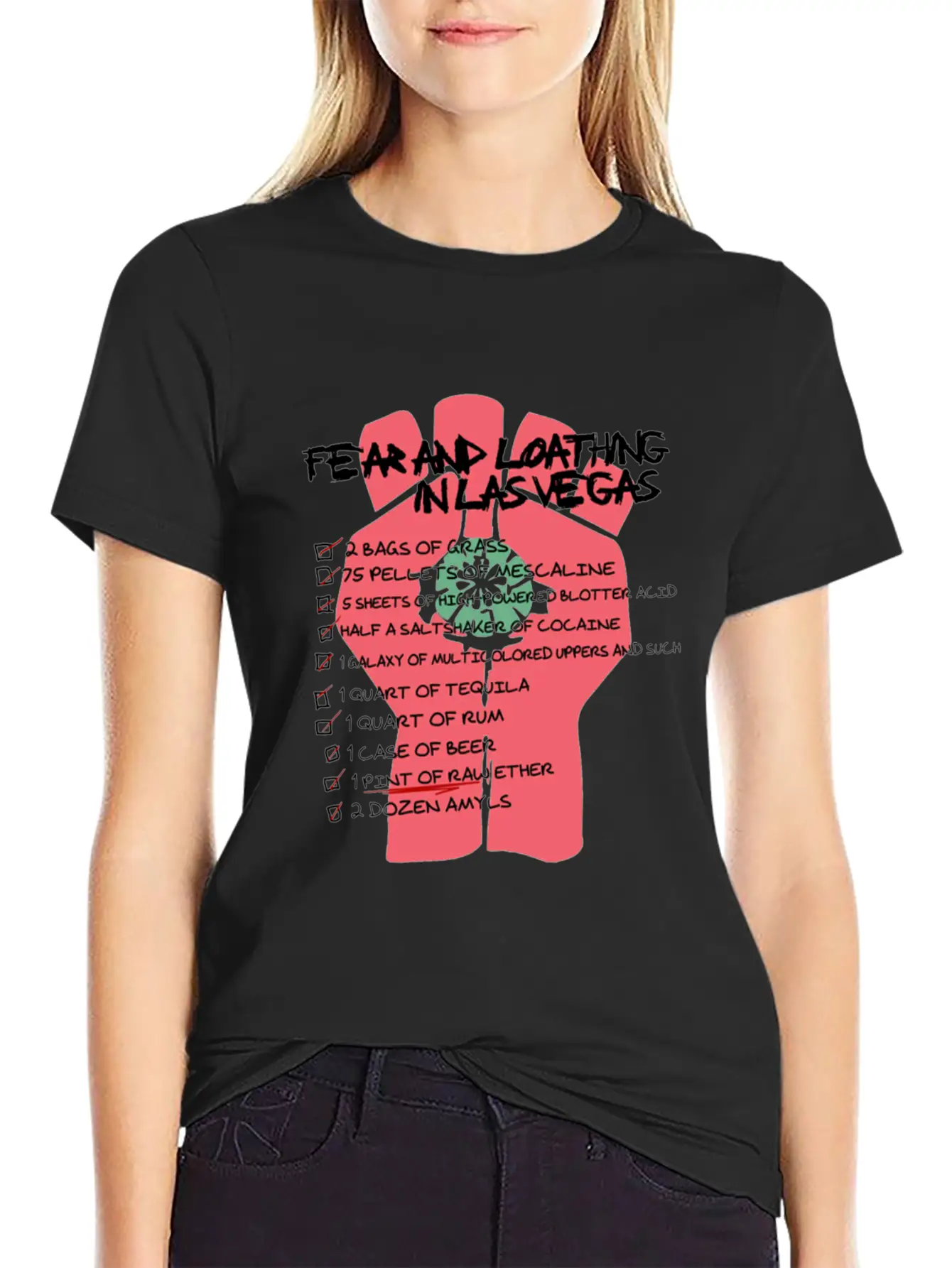 Fear And Loathing In Las Vegas Checklist Comfortable Minimalist Graphic Tee – Summer Style Essential