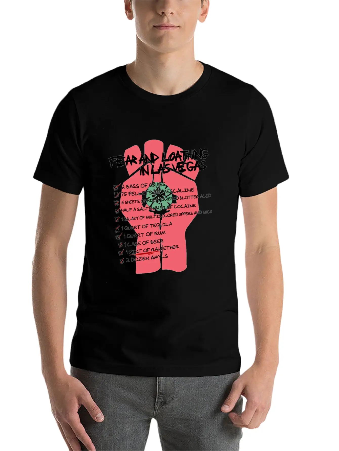 Fear And Loathing In Las Vegas Checklist Comfortable Minimalist Graphic Tee – Summer Style Essential
